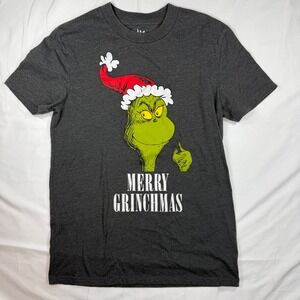 Dr Seuss The Grinch Merry Grinchmas Heather Charcoal T-Shirt Mens Small S 2020